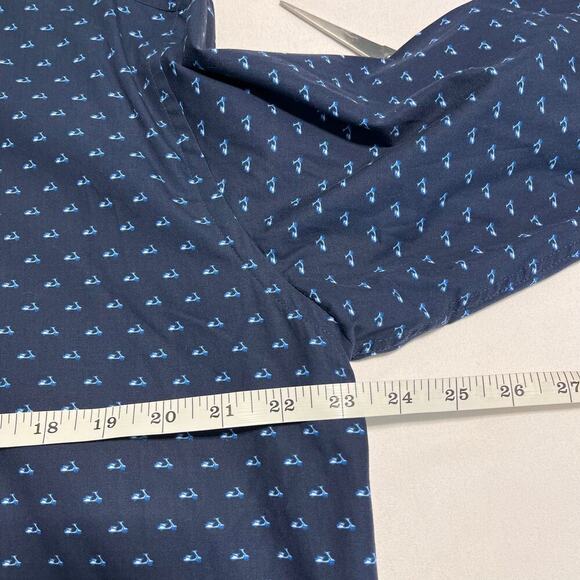 JARED LANG Button Down Shirt Mens XL Navy Blue Long Sleeve moped Print - Picture 2 of 7
